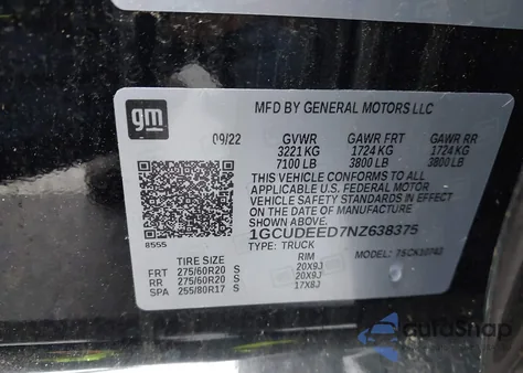 2022 Chevrolet Silverado 1500 4Wd Standard Bed Rst from USA, damaged, VIN 1GCUDEED7NZ638375